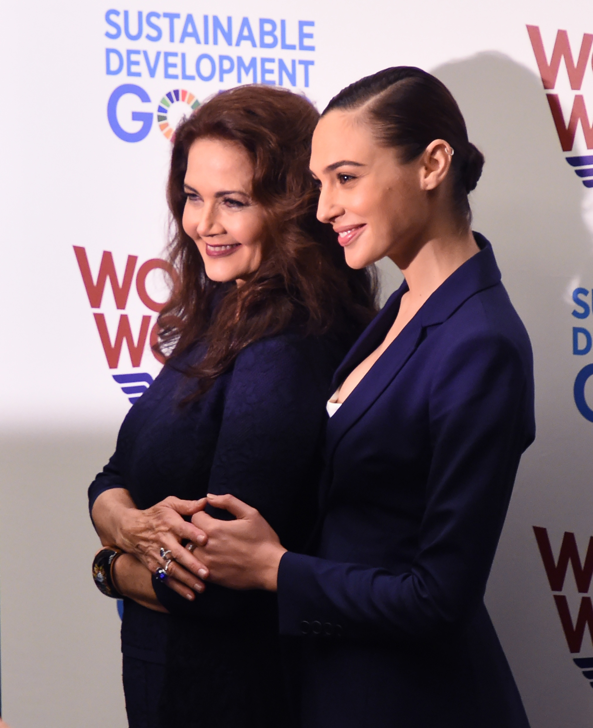 Lynda Carter with Gal Gadot at the UN